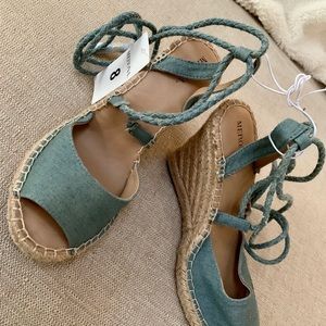 Wedge Espadrille Sandal in Denim | Size 8 | NWT